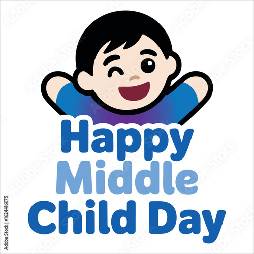 Happy Middle Child Day boy vector illustration