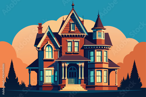 victorian style house with intricate window detail (1).eps