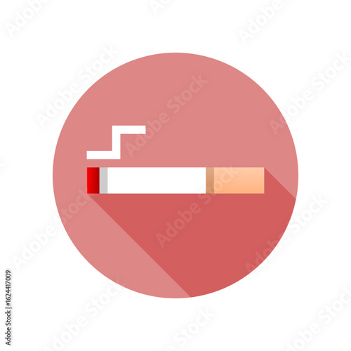 Smoking cigarette on red circle icon vector design