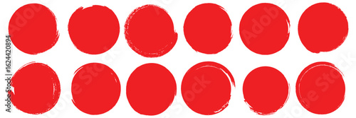 Set of grunge circles colorful shapes. Vector grunge round shape. Round brush painted circle brush stamps. Brush Circle Fill, Bold Ink Round Abstract Shape Design Element. Abstract round grunge paint.