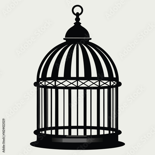 Antique birdcage silhouette vector illustration