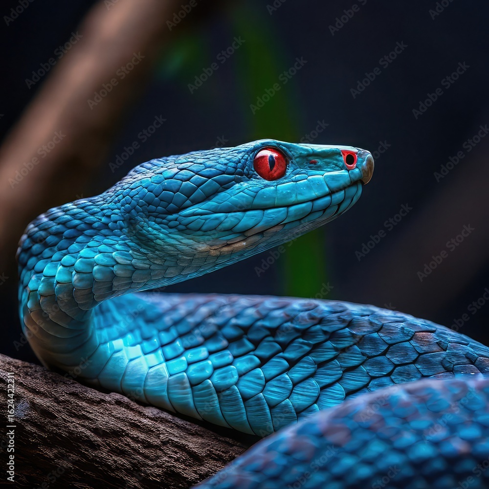 Fototapeta premium close up of a snake transparent Background , Macro Wildlife Photography, Fantasy-Inspired Snake, Close-Up of a Vibrant Snake in Natural Habitat