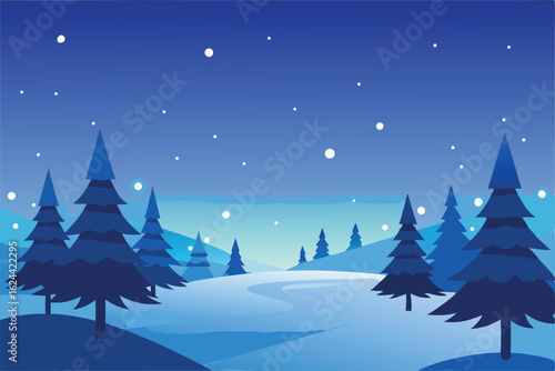 winter wonderland scene with layered pine trees co.eps