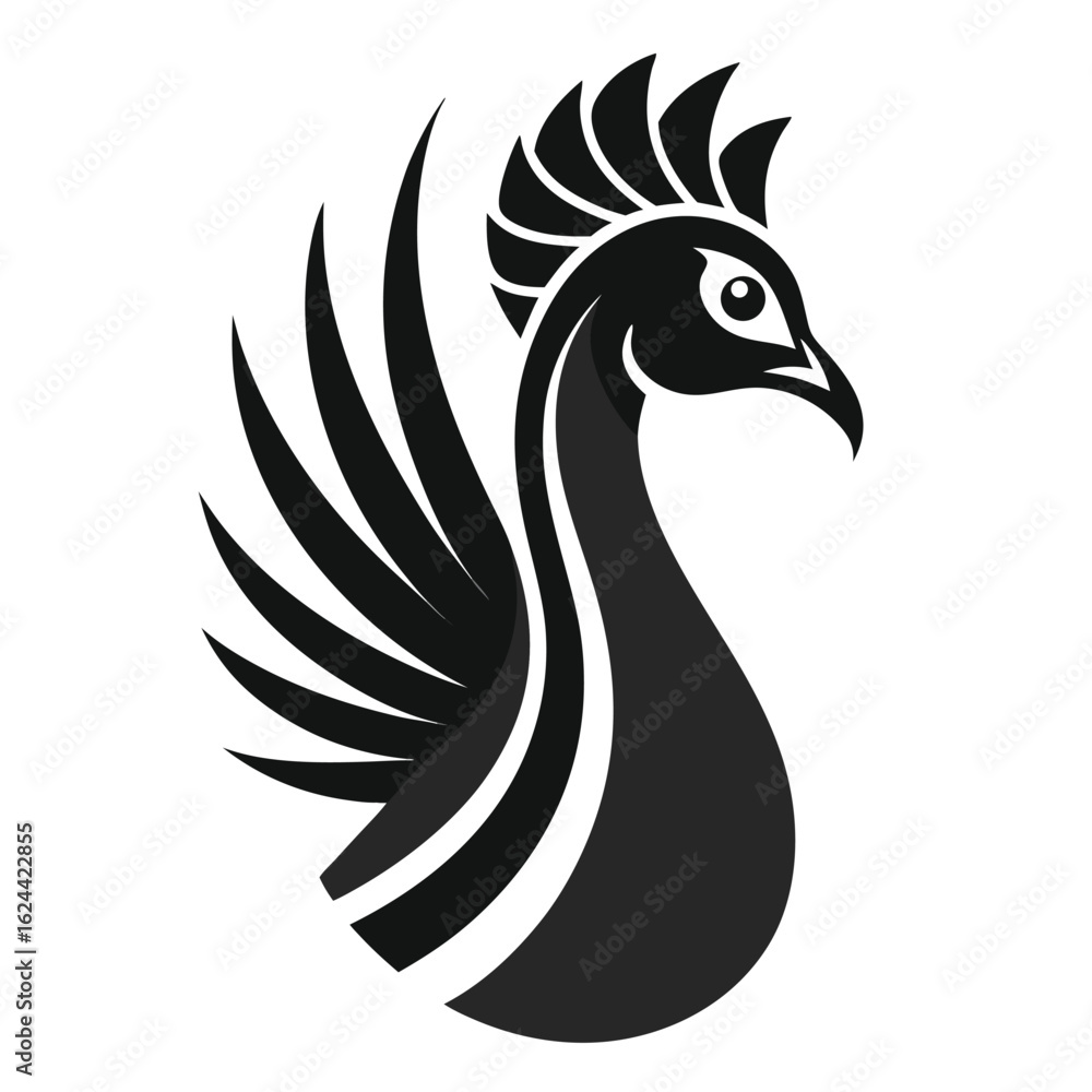 Obraz premium Minimalist stylized peacock silhouette design