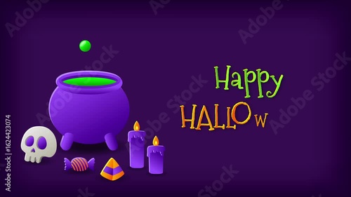 Happy Halloween Animated Greeting – Spooky Purple Cauldron
