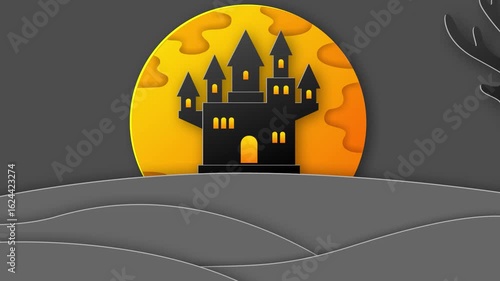 Haunted Castle Halloween Animation – Spooky Graveyard Night
