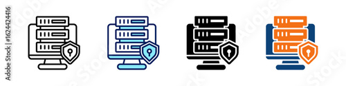 Remote Data Security All In One Icon Multi Styles Vector Set