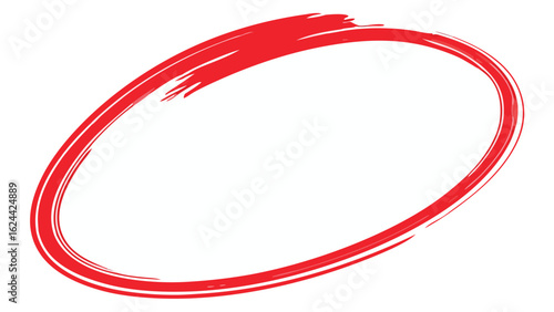 Red brushstroke oval on white background representing selection or emphasis of a subject