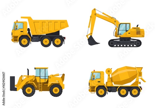 set of construction machines