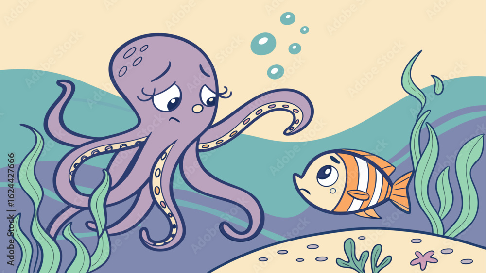 Fototapeta premium octopus and fish