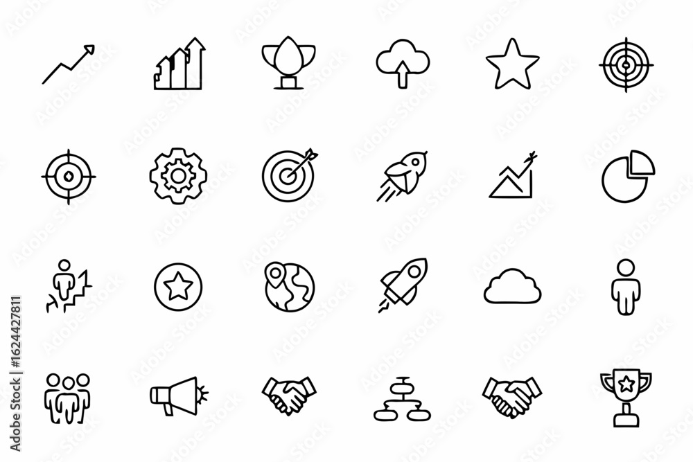 A bold and elegant vector set celebrating evolution, progress, and future-ready goals — all in clean one-line artistry. Perfect for presentations, mobile apps, and branding kits.