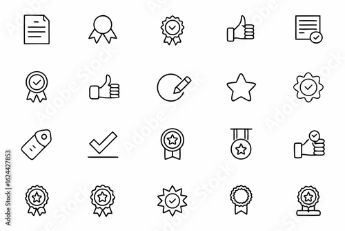 A clean and modern vector set emphasizing standards, approval, and superior performance through minimalistic design. Perfect for corporate branding, client presentations, and product launches.