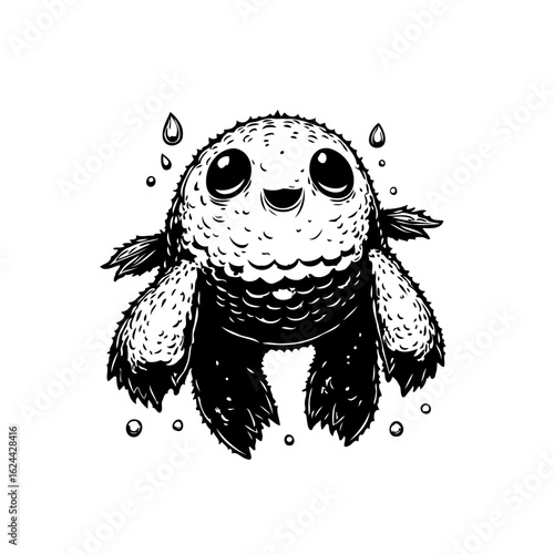 Adorable cute little monster with a sweet smile and fluffy fur ready for a cuddle
