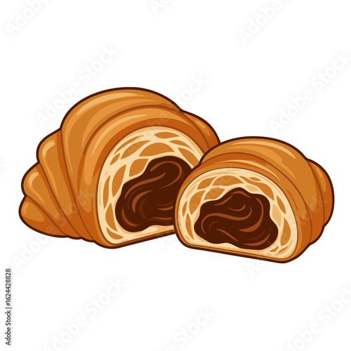 Chocolate croissant pastry with flaky layers and rich filling  
