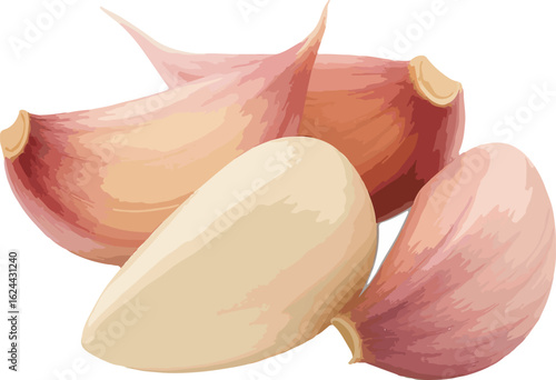 Pile of Garlic Cloves with Pink and Cream Hues food