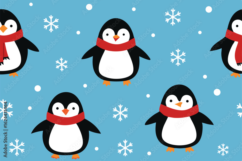 Fototapeta premium design a seamless winter pattern with penguins s.eps