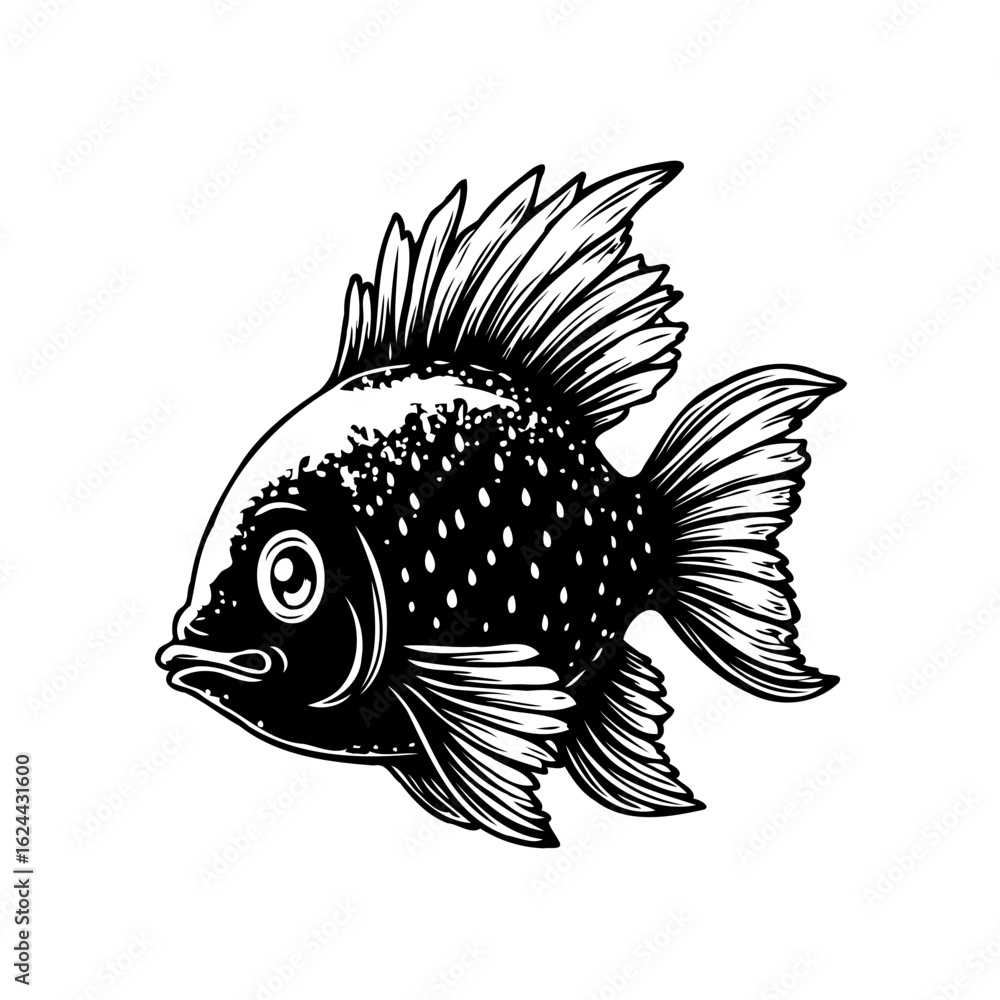 Φωτογραφία Monochrome fish illustration exhibiting detailed patterns and artistic finesse o