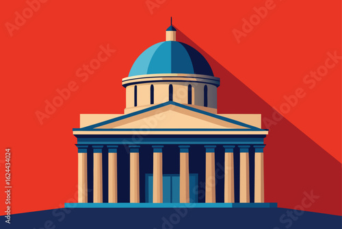 dome and portico of neoclassical city hall  .eps