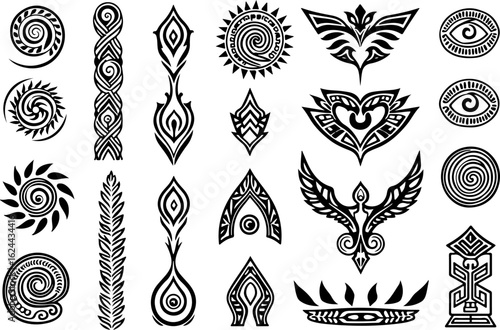 Polynesian Tribal Tattoo Pattern Set" vector bundle