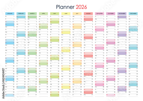 2026 Full Year Planner Chart for Business and Personal Events.