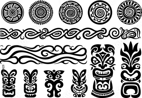 Polynesian Tribal Tattoo Pattern Set" vector bundle