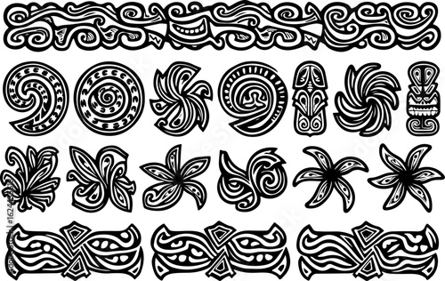 Polynesian Tribal Tattoo Pattern Set" vector bundle
