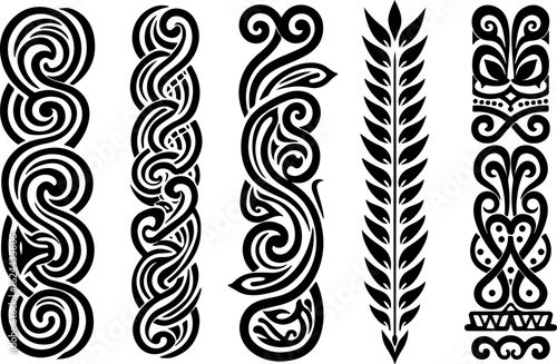 Polynesian Tribal Tattoo Pattern Set" vector bundle