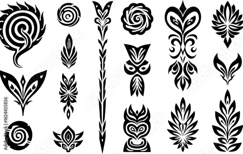 Polynesian Tribal Tattoo Pattern Set" vector bundle