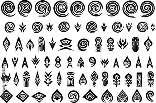 Polynesian Tribal Tattoo Pattern Set" vector bundle