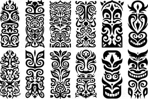 Polynesian Tribal Tattoo Pattern Set" vector bundle