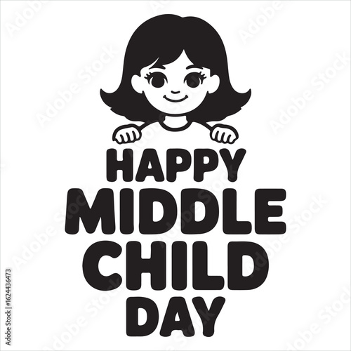 Happy middle child day girl silhouette vector illustration
