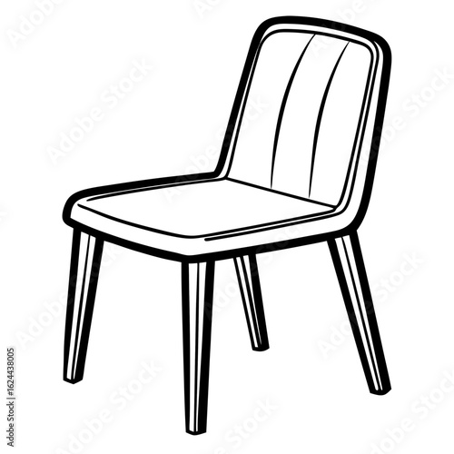 Minimalist dining chair – black line art