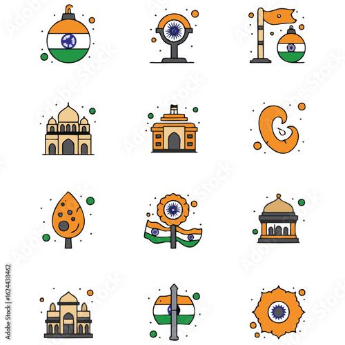 Indian culture heritage and symbols for designs, presentations, educational materials, cultural projects, and travel publications. Authentic and colorful visuals