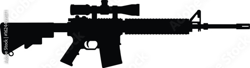Assault rifle silhouette with scope