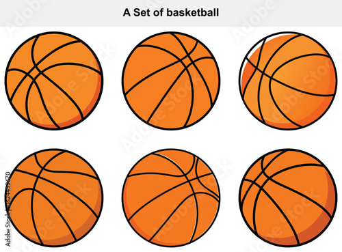 Collection of Six Orange Basketballs for Sports