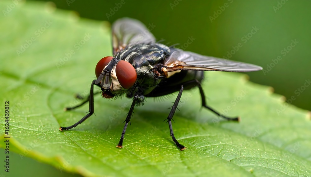 Naklejka premium Close-up fly on leaf (2)