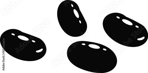 Black beans isolated on white background