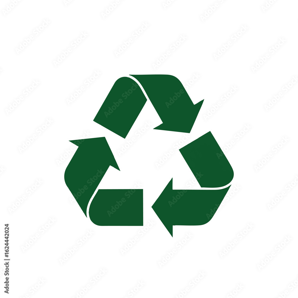 Fototapeta premium Green recycling symbol on a white background, an eco-friendly icon for environmental conservation