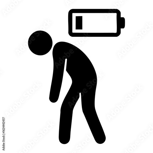 person with low battery vector icon