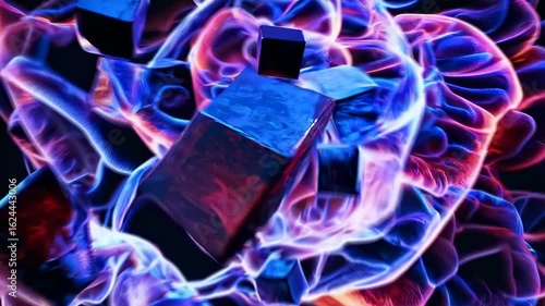 Abstract Flowing Cube Animation in Motion