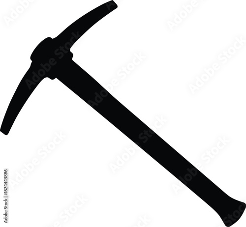 Black pickaxe silhouette isolated on white background