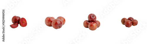 plums assortment on transparent background, full view.