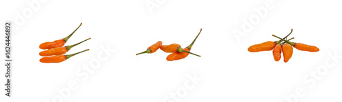 orange chili peppers isolated on transparent background.