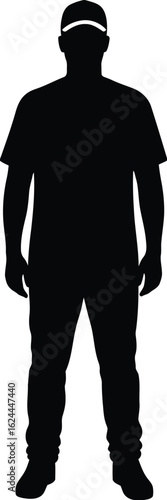 Silhouette of man in scrubs and cap