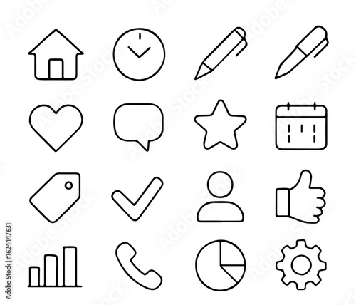 A set of clean, simple, and versatile line icons, perfect for web design and user interfaces, creating a visually appealing and intuitive experience. 