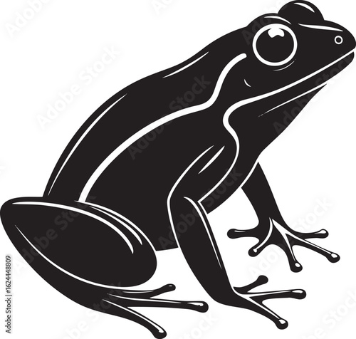 Black frog with white accents amphibian illustration