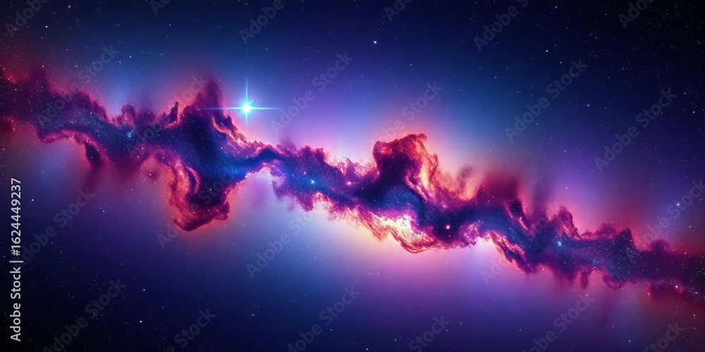 Fototapeta premium Vibrant nebula, sparkling stars, cosmic dust, Milky Way galaxy, infinite universe, background, colorful nebula