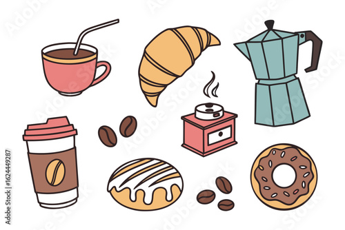 Coffee and Bakery Delights: An appetizing ensemble of coffee, pastries, and other delectable bakery treats, each capturing the essence of a perfect moment. 
