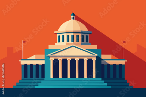 government building with roman inspired facade  .eps