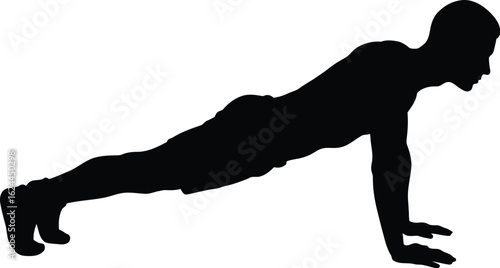 Silhouette of person doing push up exercise